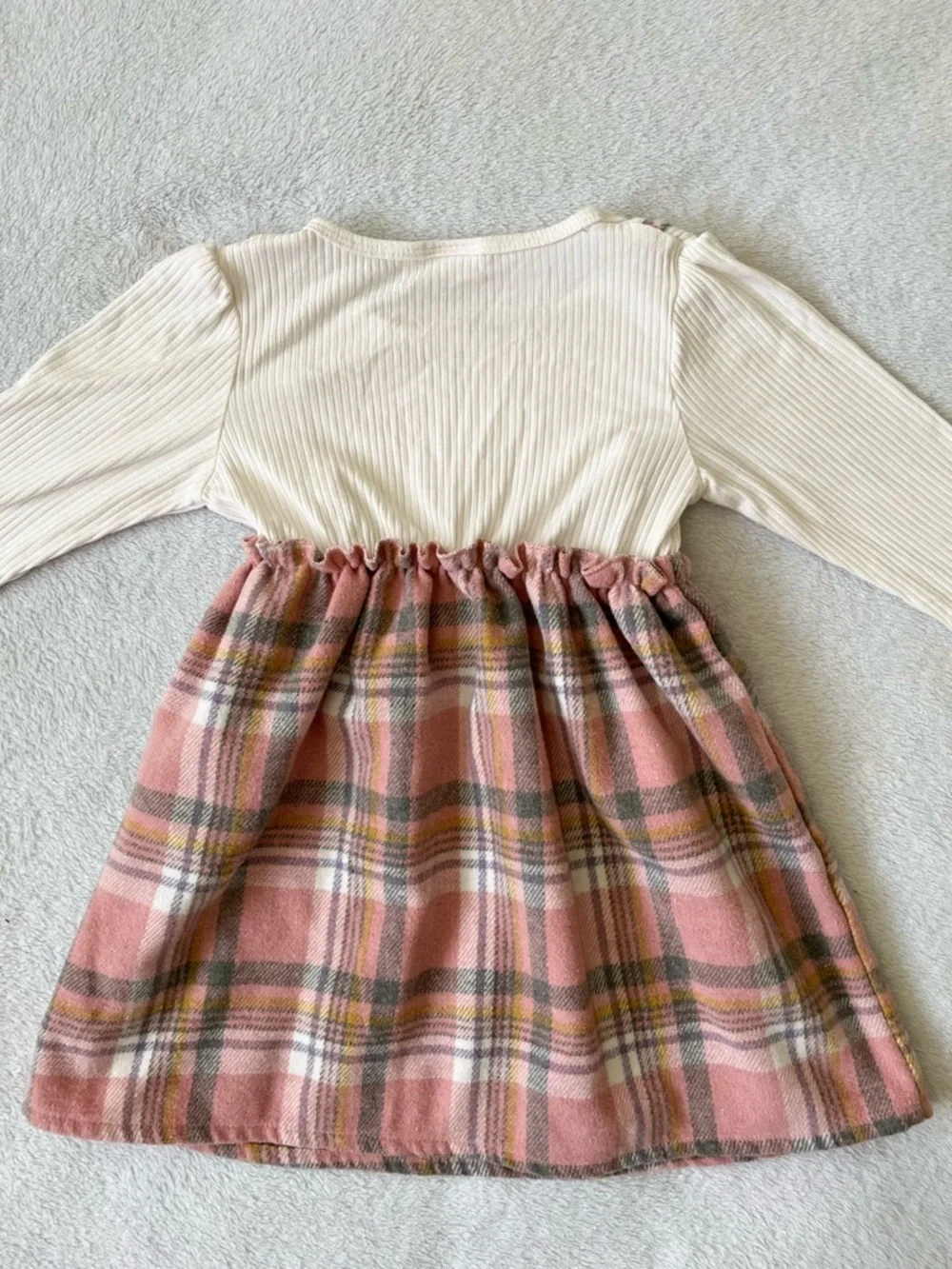 PatPat Pink Plaid Jumper Dress with Cream Top